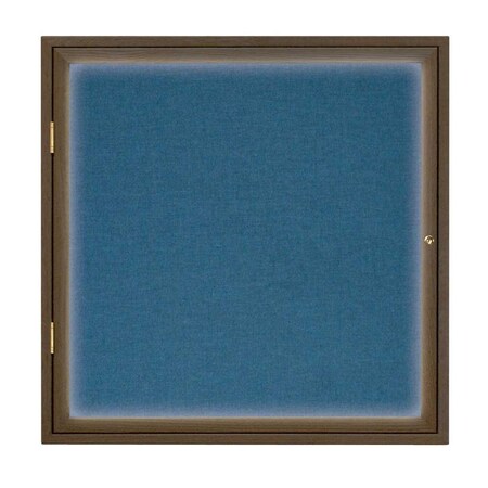 United Visual Products Single Door Slim Enclosed Radius EZ Tack Board, 42"x32", Gold/Marble UVRDS42EZ-MARBLE-GOLD